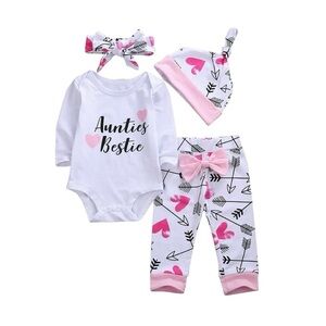 Auntie's Bestie Baby Girl 4 Piece Set Size 3-6 Mos